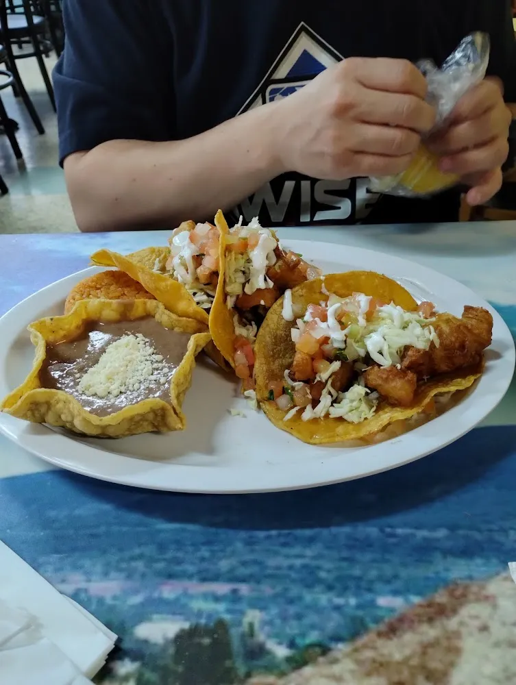 Fish Tacos Dorados and Rice and Beans